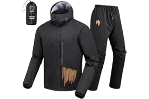 RIDEIRON Motorrad Regenkombi Herren 2-Teiler – Wasserdicht 15000mm, Optimierter Schnitt, Doppelverschluss & Abnehmbare Kapuze, Leicht Tragbar M-XXL