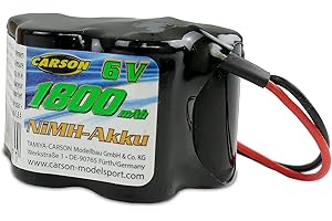 Carson 500608230 Batterie récepteur NiMH 6V / 1800mAh Hump Bec - Rechargeable, avec Prise Tamiya, Batterie pour Voiture RC, Haute qualité, modélisme