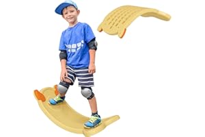 AIYAPLAY Balance Board Kids, Wobble Board Kids Seesaw Rock, Toddler Curved Balance Board for Balance Training & Sensory Play