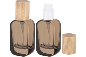 ‎SEGBEAUTY Segbeauty Pumpspender Glas, 2 Stück 30ml Kleine Glasflaschen zum Befüllen für Lotion, Leer Dispenser Pumpflasche mit Holzdeckel, für Handgepäck (Schwarz)