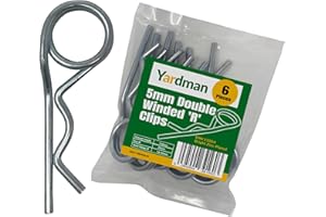 YARDMAN R Clips 6-pcs 5mm - Double Winded – Bright Zinc Plated - Locking Hitch Pin – R Shape Coil Cotter Pin - R Split Retaining Hair Pin Clips for Tractors, Trailers, Auto Mechanics