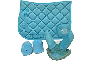 Countrypride EQUIPRIDE GP SADDLE PAD AP SADDLE SET WITH MATCHING EARS & BANDAGES TURQUOISE