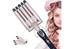 AIBEAU Lockenstab 5 Fässer Welleneisen für haare 25mm Lockenwickler mit Wellenstyler Turmalin Keramik Digitale Temperaturanzeige Keramikbeschichtung Lockenstäbe für Lange/kurze Haare