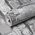 Rustic Grey Brick Wallpaper - 3D Brick & Stone Pattern Effect - Non-Woven Fabric - Industrial Anti-Fouling Texture - Vintage Slate for Living Room, Bedroom, Fireplace