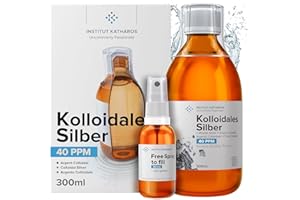 INSTITUT KATHAROS Argent Colloïdal 40 PPM 300 ml ● Doseur & Spray 30ml à Remplir ● Made in France ● Certifié par 3 laboratoires indépendants ● Nominé Meilleur Soin Naturel 2021 Top Santé ● Ebook Offert