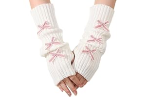 KALOEY Women’s Knitted Arm Warmers – Soft Winter Warm Long Fingerless Gloves Stretchy Knit Sleeves Cute Half Finger Warmers for Girls and Women
