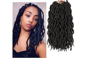 ALILEADER 6 Packs Faux Locs Crochet Hair 12 Inch, Wavy Crochet Faux Locs, Short Nu Locs Crochet Hair Crochet Dreadlocks Goddess Locs Crochet Hair (20 Roots/Pack) #1B