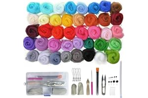 iDMRURvm Nadelfilz Set 40 Farben Filzwolle Set Filzen Starterset Filzwolle Märchenwolle Filzwolle Nassfilzen für Kinder und Familien Nadel DIY Anfänger mit grundlegenden Filzwerkzeugen