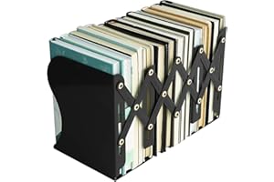 MSDADA Sujetalibros, Ajustables de Metal Telescópico Sujetalibros Originales, Libro Soporte de para Biblioteca Escuela Oficina en el Hogar Decoración(Negro)