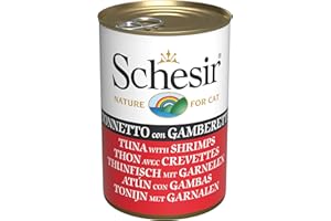 Schesir, Mokra karma dla dorosłych kotów o smaku tuńczyka z krewetkami przygotowana z miękkiej galaretki - łącznie 0,84 kg (6 puszek 140 g)
