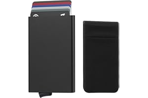 Eucomir Porte Cartes de Crédit avec RFID Blocage et Sac- Portefeuille Homme Minimaliste avec Coffret Cadeau pour Cartes Bancaires, Carte d'Identité Pour Fête des Pères(Noir)
