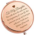 Gevody To My Daughter Gift from Mom Dad Inspirational Gifts for Daughter Personal Makeup Mirror Wedding Birthday Gifts for Girls Stepdaughter Graduation Gift for Daughter Mothers Day Compact Mirror