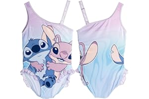CARTELYN Bañador de puntada para niña, de una pieza, cómodo y lindo, ideal para playa, piscina o cumpleaños Stitch