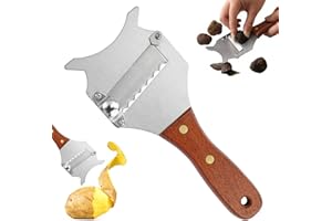 JINSION Trancheur de Truffes avec Lame Réglable et Poignée en Bois,Rasoir à Truffe Professionnelle Râpe à Fromage,Trancheuse à Truffe en Acier Inoxydable,Coupe-Truffe pour Champignons,Fromage,Chocolat,Ail