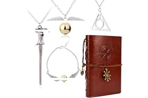 Zaky HP. Magic Death Triangle Halskette Time Magic Halskette Armband Cosplay Mode Schmuck Vintage Magic Leather Writing Journal Notizbuch mit Cartoon Charakter Aufkleber 15 Stück