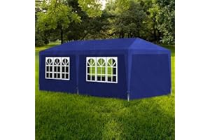 PURADAY Partyzelt 3x6 m Blau Festzelt Gartenpavillon Aufenthaltszelt Camping Tent Partyzelt Wasserdicht Stabil für Gartenpartys Und Verschiedene Outdoor-Aktivitäten