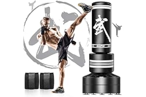 GIKPAL Boxsack Erwachsene, 170cm Freistehender Standboxsack Trainingsgeräte Box Trainer mit 12 Saugfuß, Heavy Duty MMA Boxpartner Standboxsäcke für Kinder Jugentliche Training
