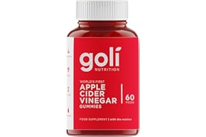 Goli Nutrition Apple Cider Vinegar Gummy Vitamins (1 Pack, 60 Count, Gelatin-Free, Gluten-Free, Vegan & Non-GMO Made with Essential Vitamins B9 & B12)