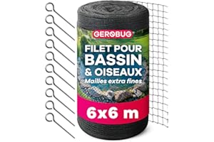 GEROBUG Filet Bassin 6x6 M - Protection Efficace avec Filet Anti Oiseaux Petite Maille Résistant aux UV et Intempéries - Filet Protection Oiseaux, Filet Bassin Poisson Exterieur