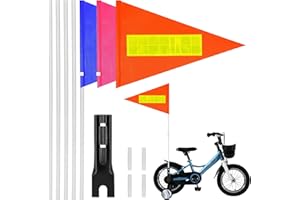 DRASOHUIJA 3 sztuki chorągiewek rowerowych dla dzieci, 150 cm, odblaskowa flaga rowerowa, proporczyki, chorągiewka bezpieczeństwa dla dzieci, chorągiewka rowerowa, akcesoria rowerowe, znak ostrzegawczy