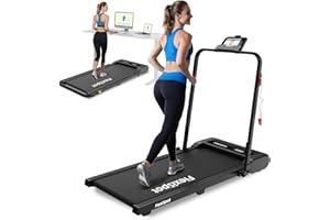 FlexiSpot Tapis de Marche jusqu'à 120 kg, Walking Pad 1-6 km/h, avec Affichage LED, Tapis de Course avec Poulies et télécommande, Compact pour la Maison et Le Bureau(Black)