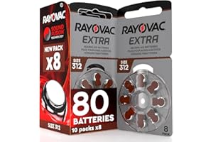 UDIVITA 80 Batterie Per Apparecchi Acustici Rayovac Extra Misura 312. - 10 Blister da 8 Pile