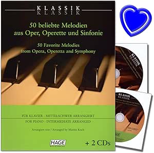 Klassik Klassik 50 Beliebte Melodien Fur Klavier Aus Oper Operette Und Sinfonie Noten Fur Klavier Fur Fortgeschrittene Klavierspieler Mit Bunter Herzformiger Notenklammer Amazon De Musikinstrumente