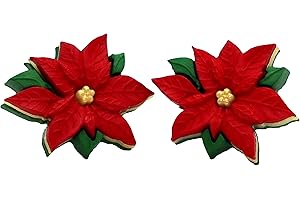 Bluebubble MERRY CHRISTMAS Red Poinsettia CLIP ON Earrings on Gift Card