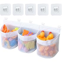 Filet Rangement Jouets Salle De Bain - Sac Aéré Anti-moisissure - Ventouses Puissantes - 41x36 Cm - Gris - 4