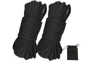 Picoggo Soft Cotton Rope - 10m Long, 8mm Thick Multipurpose Tying Rope (2 Pack, Black + Black)