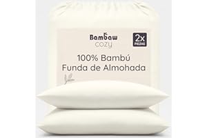 Bambaw Funda de Almohada 50x70 Bambu, Pack de 2, Sábanas Frescas Verano, Sabanas Antiacaros y Transpirables, Sabana Bambu Hipoalergénico, Fundas de Almohada 70x50 cm, Certificado Oeko-Tex (Beige)