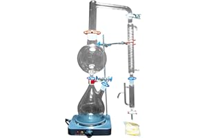 YUEWO Neue 2000 ml Labor Ätherisches Öl Dampfdestillationsgerät Glaswaren Kits Wasserdestilliergerät Destille Luftreiniger w/Heißer Ofen Graham Kondensator