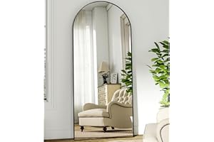 ‎BEAUTYPEAK BEAUTYPEAK 181x63 cm Großer Bogen Ganzkörperspiegel, Gewölbter Standspiegel hängend oder lehnend an die Wand, groß Bodenspiegel mit Ständer für Schlafzimmer, Wohnzimmer oder Ankleidezimmer, Schwarz