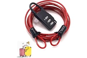 GENERIC 2 Pieces 2m Security Wire Rope Double Loop Stainless Steel Tethers Security Cable Double Loop Braided Steel Cable Wire Lock Teel Lock Chain Portable with Combination Lock for Scooter Suitcase (F)