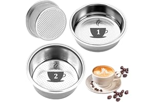 Scettar 2 Piezas 51mm 1 y 2 Tazas Filtro de Café de Acero Inoxidable sin Presión Filtros Cafetera Especial Espresso Cesta de Filtro de Café Compatibles con Cafeteras Cecotec Ufesa Breville