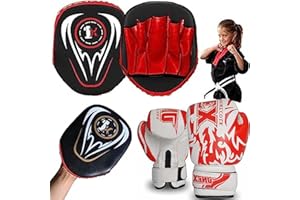 ONEX Boxing gloves and pads set Focus Punch Mitts MMA Training Sparring Hook and Jab strike Pads for Boys & Girls target with Punching Gloves
