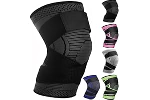 Ruilala Genouillère Sport pour Hommes Femmes 1 pièce Réglable Compression Genouillère pour Déchirure du Ménisque, Arthrite, Arthrose, Courir, Basketball (Noir, XXL)