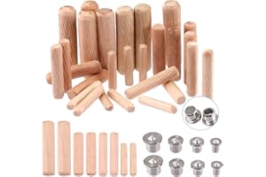 Glarks Set di 508 Tasselli in Legno da 1/4", 5/16", 3/8", 1/2", Estremità Smussate, Scanalati e Cavi Solidi per Tenone, Mobili, Progetti Artistici