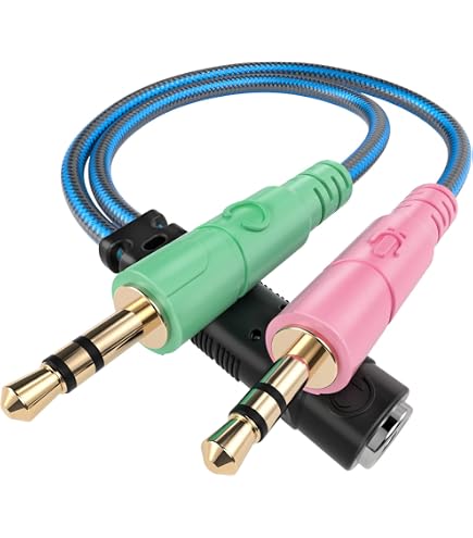 adaptare 14021 Cavo adattatore Cavo per cuffie Android/iPhone Connettore TRRS a 4 pin per collegamento PC/notebook 2 connettori separati