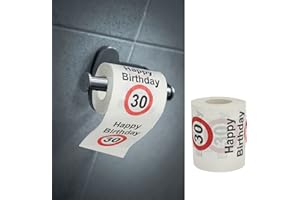 CEPEWA Carta igienica "Happy Birthday", 30° compleanno, 24 metri, 2 strati, 180 g/m², carta igienica con motivo di 30 pezzi