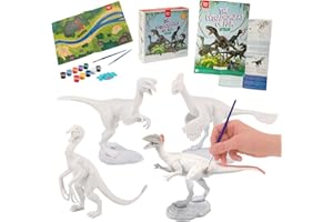 Nene Toys Kit Dinosauri Giocattolo con Colori per Bambini 3-7 Anni [Gli Straordinari dell'Asia] – Kit Pittura con 4 Dinosauri, 10 Colori, 2 Pennelli, Poster, Tappeto Gioco – Giocattoli da Dipingere