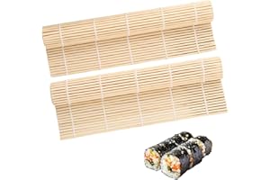 Jatipy 2 PCS Bamboo Sushi Mat Set – Traditional Rolling Mats for Homemade Sushi – Easy to Use, Reusable Bamboo Mats