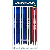Pensan B&uuml;ro 1.0 Mm T&uuml;kenmez Kalem Seti 10 Adet