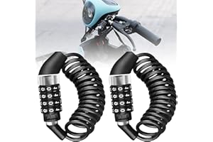 Yimomoyi 2 Piezas Candado Casco de Moto, Candado Bicicleta de Moto Antirrobo Portátil de 4 Dígitos, Negro Cadena de Casco de Moto para Casco de Bicicleta, Scooter, Bici(150cmx4,6mm)