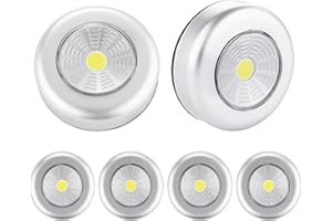 SOAIY 6PZ Luce adesiva a batteria Luci Armadio Luce notturna con 3AAA Batterie Risparmio energetico Leggerissimo per Cucina, Corridoio, Scale, Camere per bambini, Garage, Luce Fredda (6pz COB)