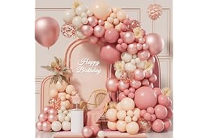 QIFU Kit Arco Palloncini Palloncini Rosa Gold,Arco Di Palloncini Rosa Antico 102 Pz Con Palloncini Oro Rosa Palloncini Bianchi, 18 12 10 5 Pollici Palloncini Per Matrimonio Battesimo Decorazioni Compleanno