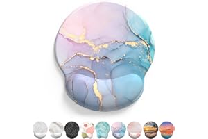 Giecy Alfombrilla Ratón Reposamuñecas,Gaming Mouse Pad Ergonómica con Apoyo de Gel,Alfombra Raton para Ordenador,reposamuñecas Raton con Base de PU Antideslizante (Mármol Azul Polvo)