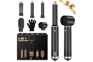 AIROGLOW 5 in 1 Hair Styler Hairstyer Airbrush 5 in 1, Air styer Airstyler Multi-Blow Dryer Brush Set with Curl, Straighten, Wavy, Smooth, Magic Styler for All Hair Types and Lengths