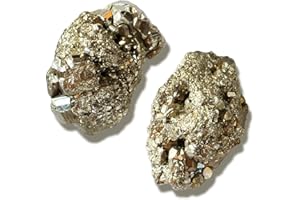 RJINGSHI 2pcs Raw Pyrite Crystal Stone Natural Rough Gemstone Unpolished Healing Crystal Specimen Spiritual for Polishing, Sanding, DIY, Decor, Reiki, Collection, Crafts (1.5-2 inches)
