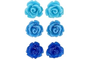 bluebubble ROSE BUD Earrings - Set of 3 Pairs 10mm Rose Earrings on Gift Card
